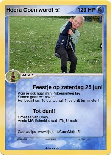 Pokemon Hoera Coen wordt 5!