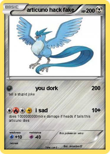 Pokemon articuno hack fake