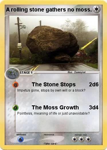 Pokemon A rolling stone gathers no moss.