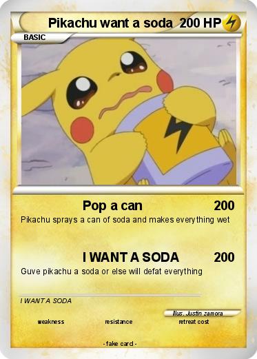 Pokemon Pikachu want a soda