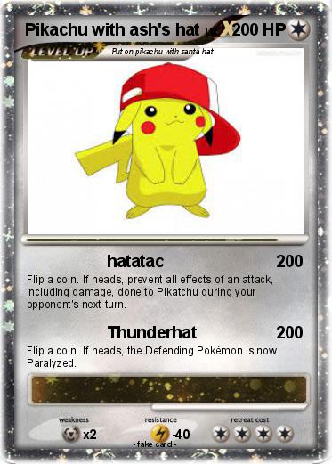 Pokemon Pikachu with ash's hat