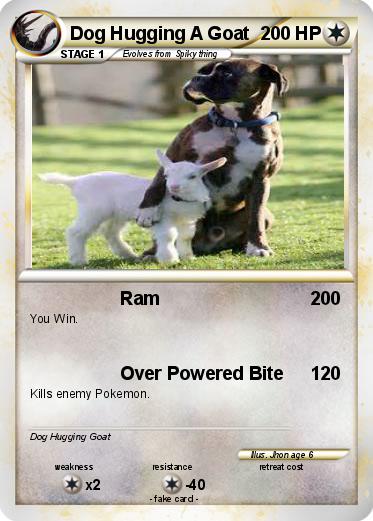Pokemon Dog Hugging A Goat