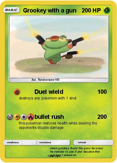 Pokemon Grookey with a gun