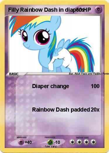 Pokemon Filly Rainbow Dash in diapers