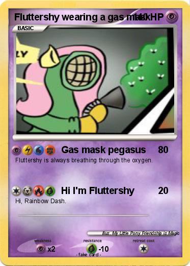 Pokemon Fluttershy wearing a gas mask