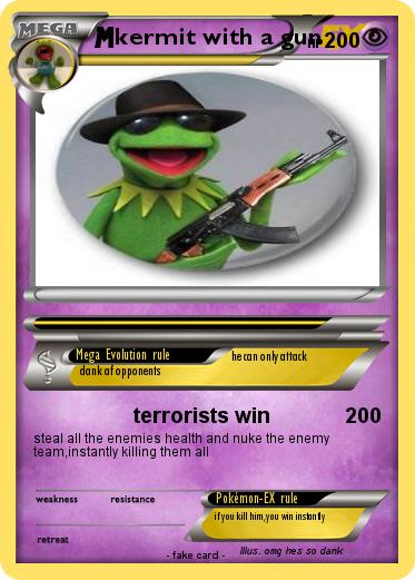 Pokemon kermit with a gun