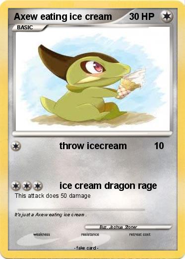 Pokemon Axew eating ice cream