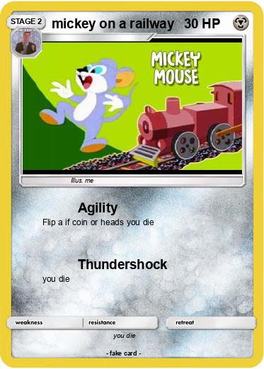 Pokemon mickey on a railway