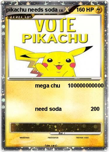 Pokemon pikachu needs soda