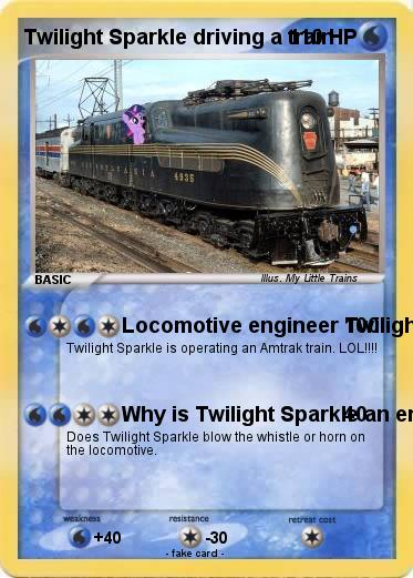 Pokemon Twilight Sparkle driving a train