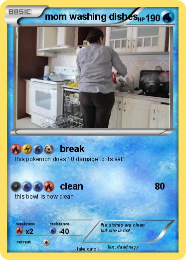 Pokemon mom washing dishes