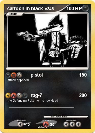 Pokemon cartoon in black