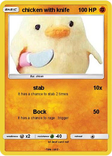 Pokemon chicken with knife