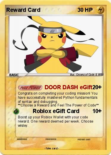 Pokemon Reward Card