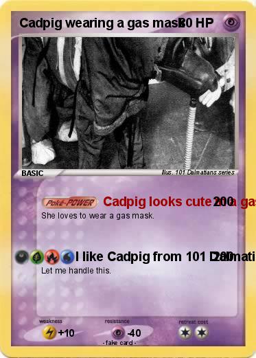 Pokemon Cadpig wearing a gas mask