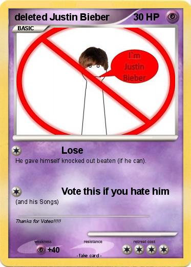 Pokemon deleted Justin Bieber