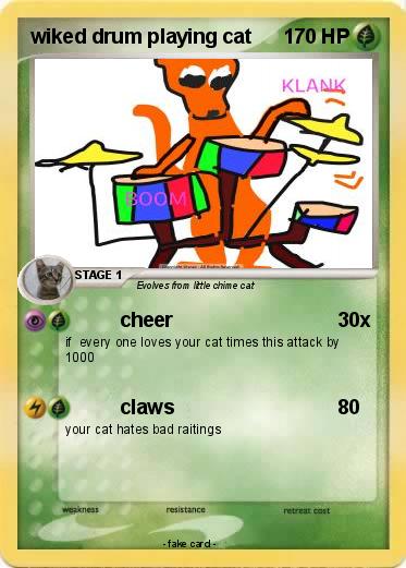 Pokemon wiked drum playing cat
