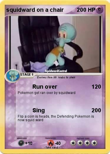 Pokemon squidward on a chair