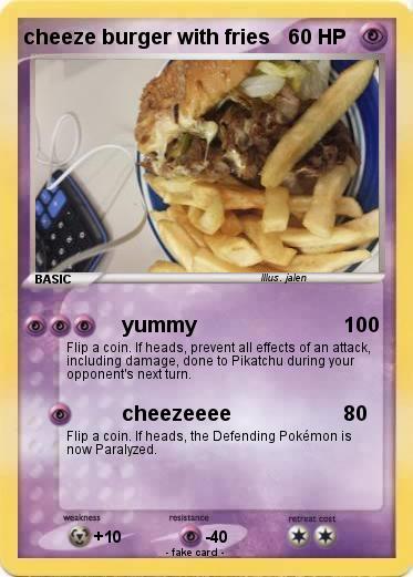 Pokemon cheeze burger with fries