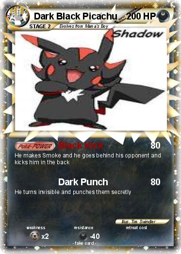 Pokemon Dark Black Picachu