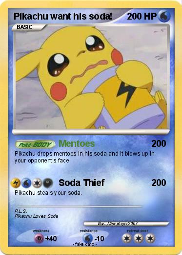 Pokemon Pikachu want his soda!