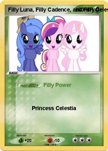Pokemon Filly Luna, Filly Cadence, and Filly Celestia