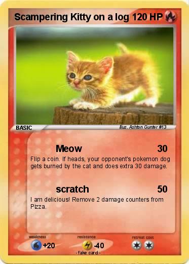 Pokemon Scampering Kitty on a log