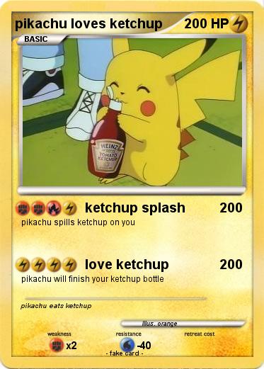 Pokemon pikachu loves ketchup