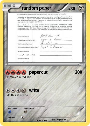 Pokemon random paper