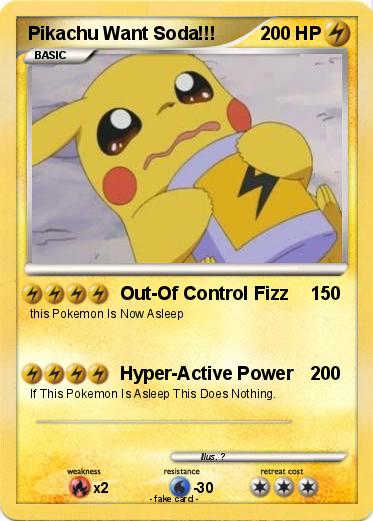 Pokemon Pikachu Want Soda!!!