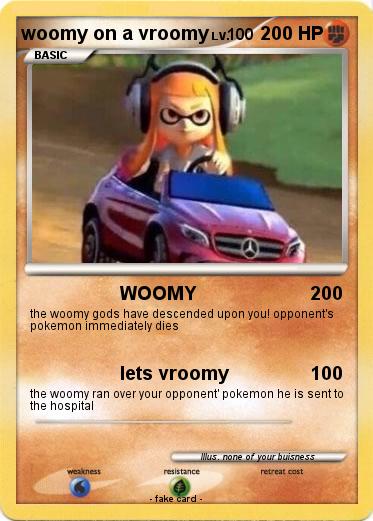 Pokemon woomy on a vroomy