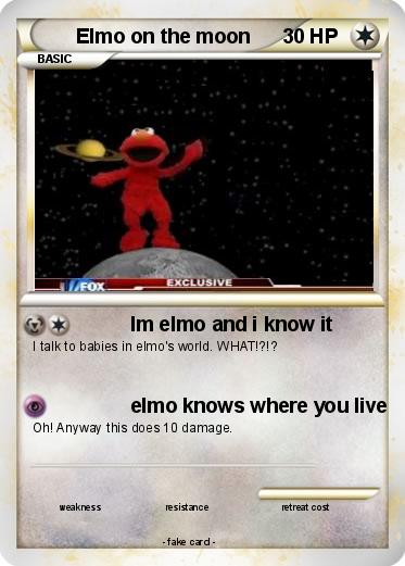 Pokemon Elmo on the moon