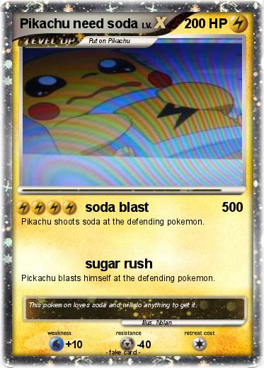 Pokemon Pikachu need soda