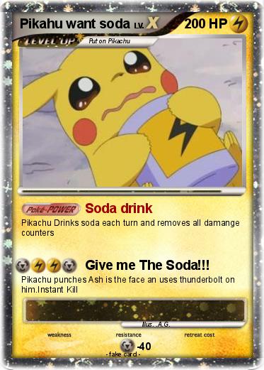 Pokemon Pikahu want soda