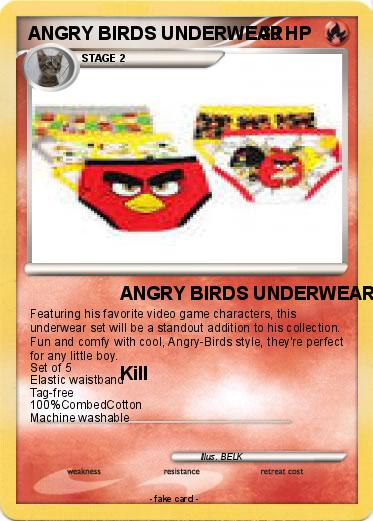 Pokemon ANGRY BIRDS UNDERWEAR