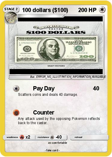 Pokemon 100 dollars ($100)