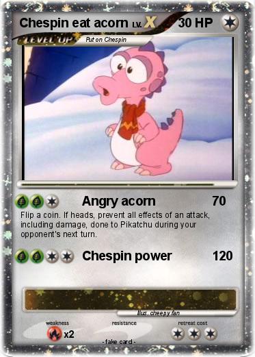 Pokemon Chespin eat acorn