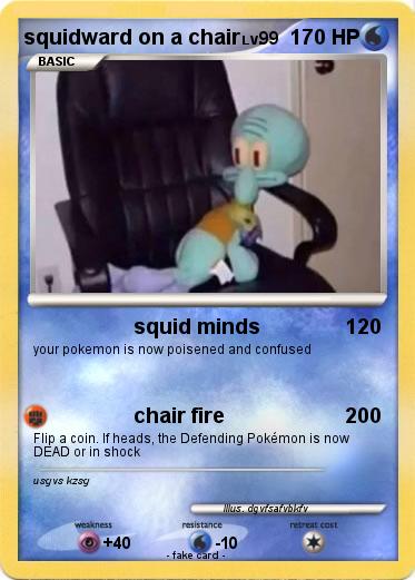 Pokemon squidward on a chair