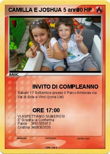 Pokemon CAMILLA E JOSHUA 5 anni