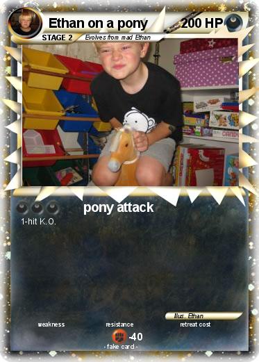 Pokemon Ethan on a pony