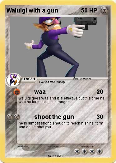 Pokemon Waluigi with a gun