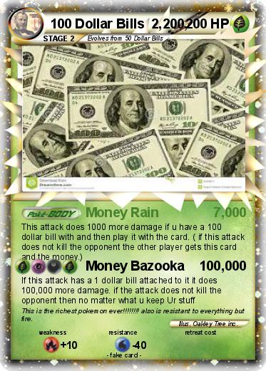 Pokemon 100 Dollar Bills  2,200,