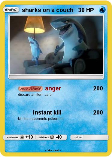 Pokemon sharks on a couch