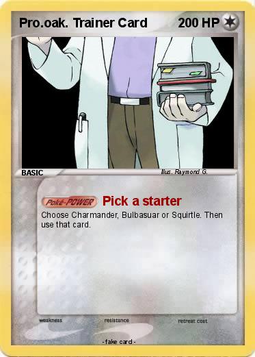 Pokemon Pro.oak. Trainer Card