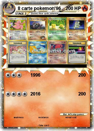 Pokemon 8 carte pokemon'96