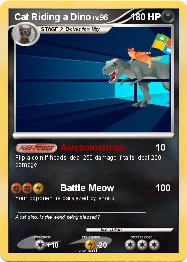 Pokemon Cat Riding a Dino