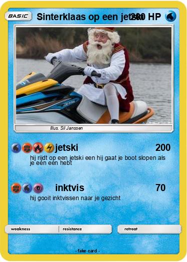 Pokemon Sinterklaas op een jetski