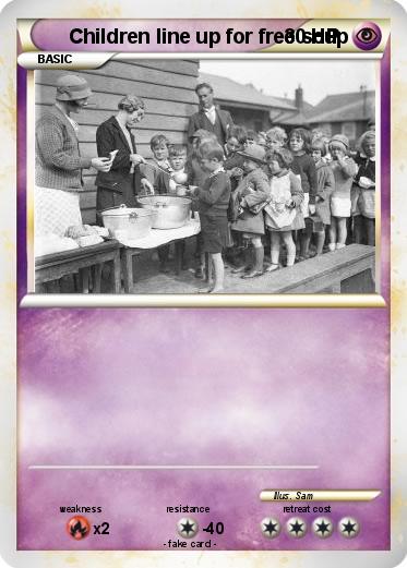 Pokemon Children line up for free soup