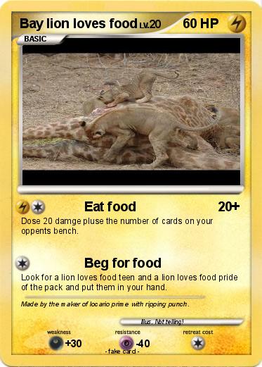 Pokemon Bay lion loves food