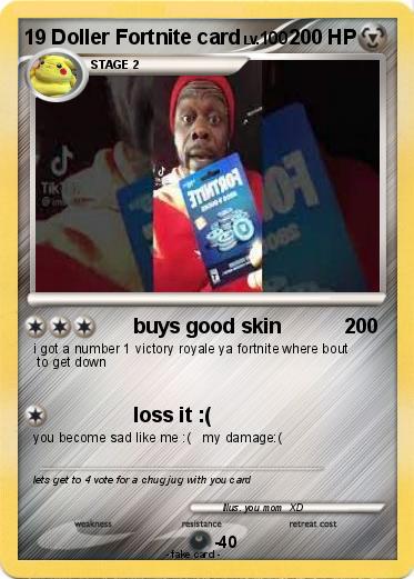 Pokemon 19 Doller Fortnite card